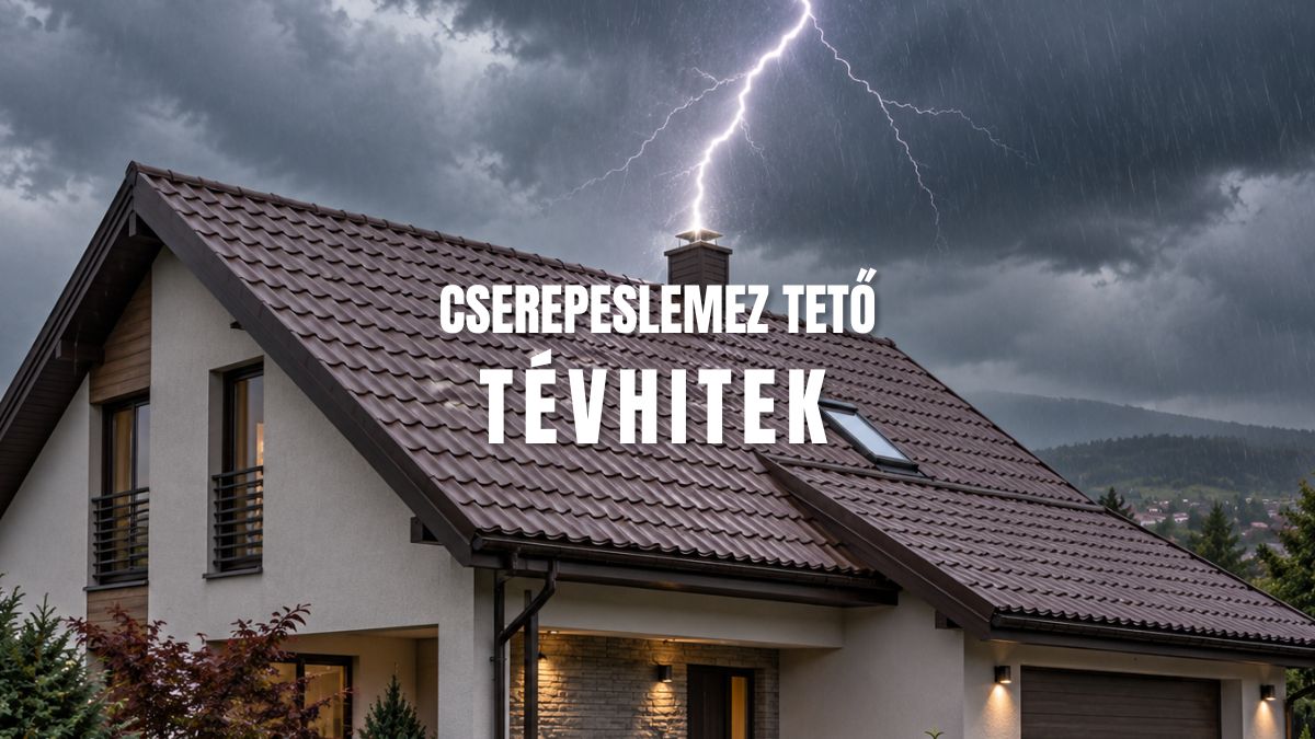 Cserepeslemez tető viharban villámcsapással