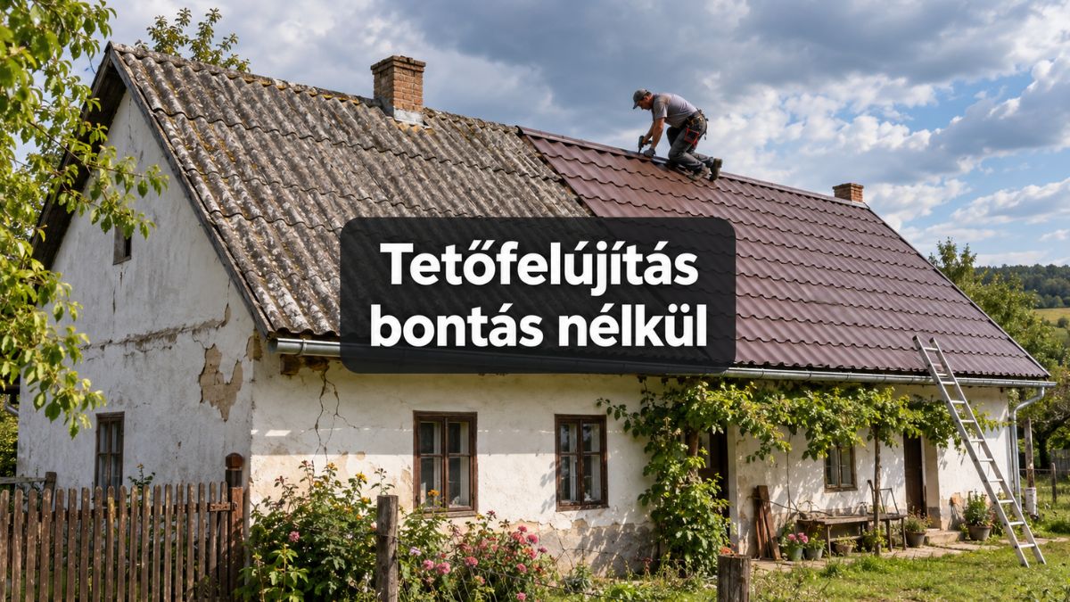 Régi palatető felújítása cserepeslemez fedéssel bontás nélkül